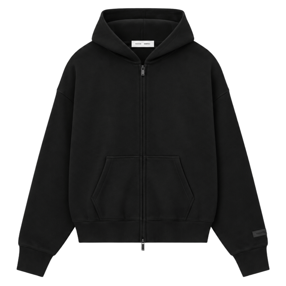 Hoodie Essentials Zip “Letras Plateadas”