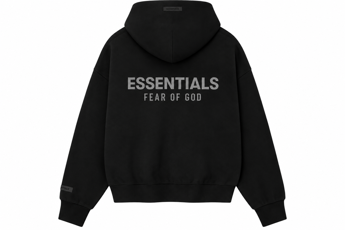 Hoodie Essentials Zip “Letras Plateadas”