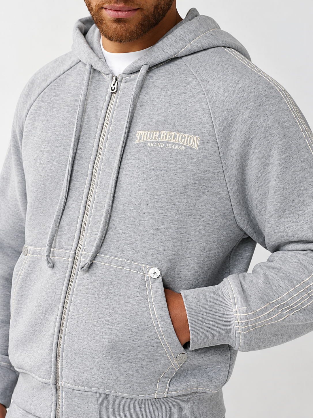 HOODIE ZIP TRUE RELIGION "Gris"