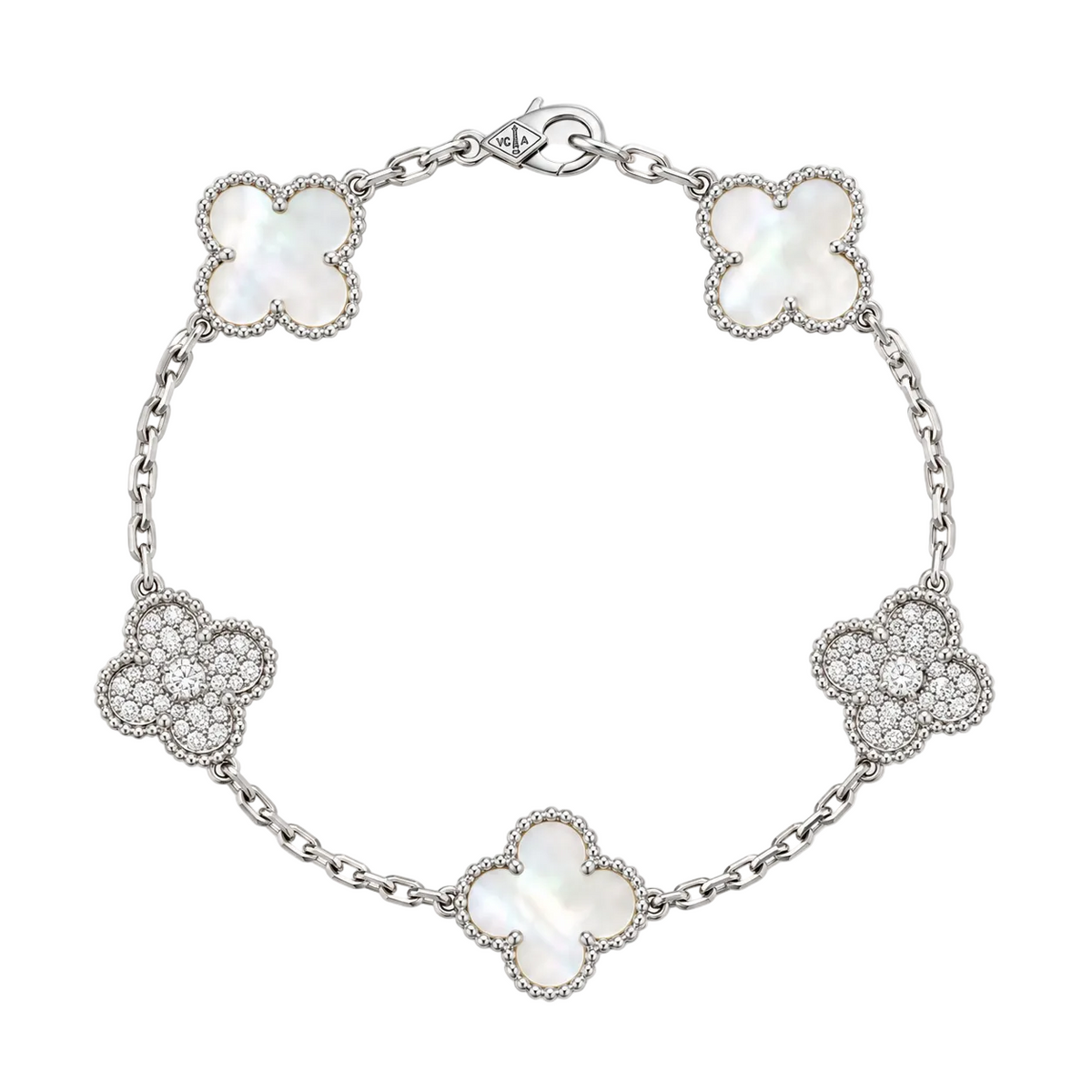 PULSO DE PLATA .925 "Blanco Nácar & Zirconia Plata"