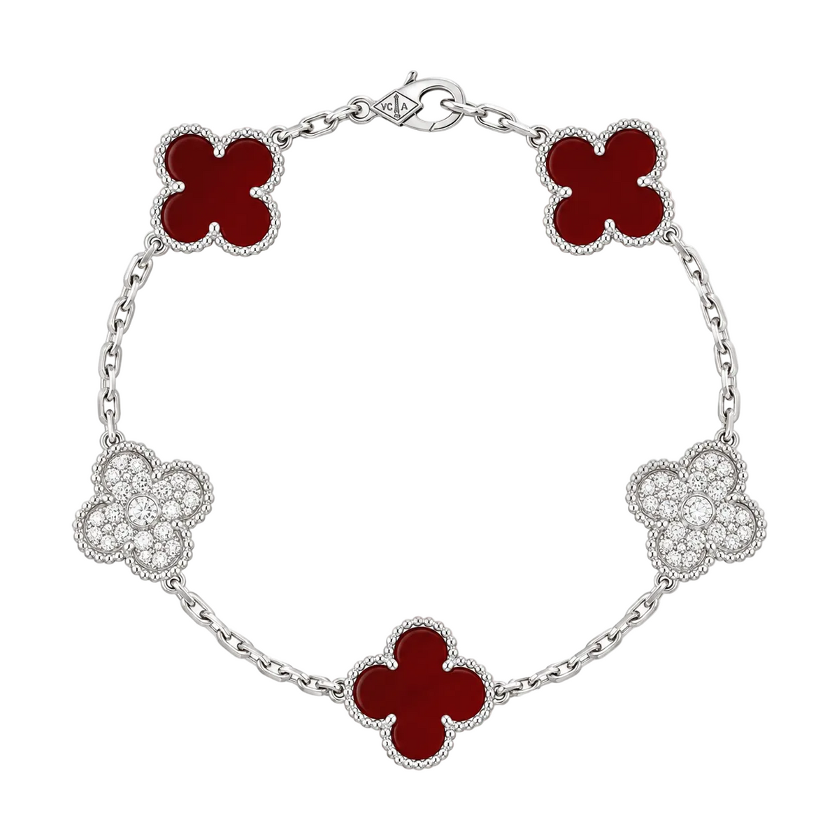 PULSO DE PLATA .925 "Rojo Vino & Zirconia Plata"