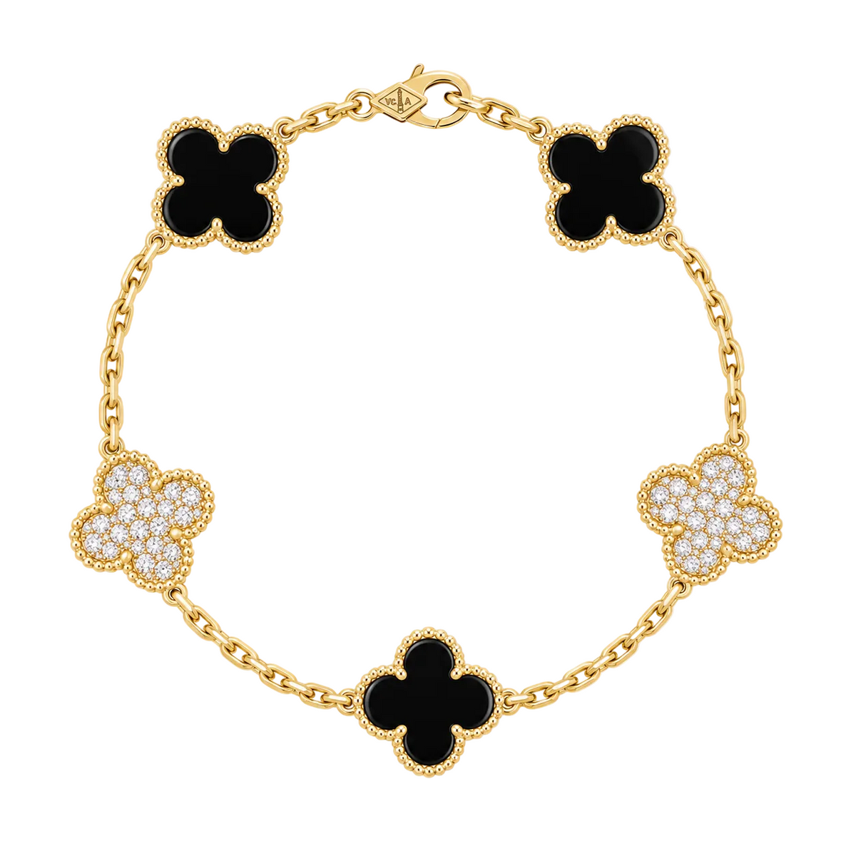 PULSO DE PLATA .925 CON BAÑO DE ORO "Negro & Zirconia"